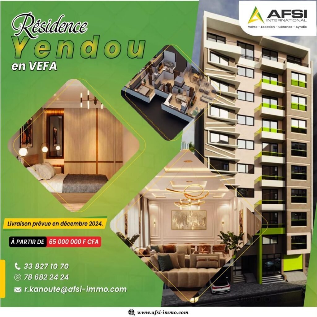 Appartement à Vendre à Dakar Fann-Point E-Amitié avec 3 chambres